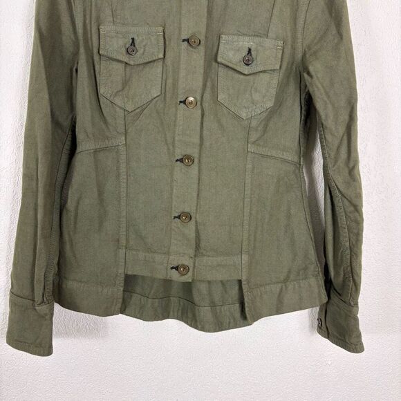 Rag & Bone Green Military Utility Style Button Front Denim Cotton Jacket Size Sm - Picture 3 of 10